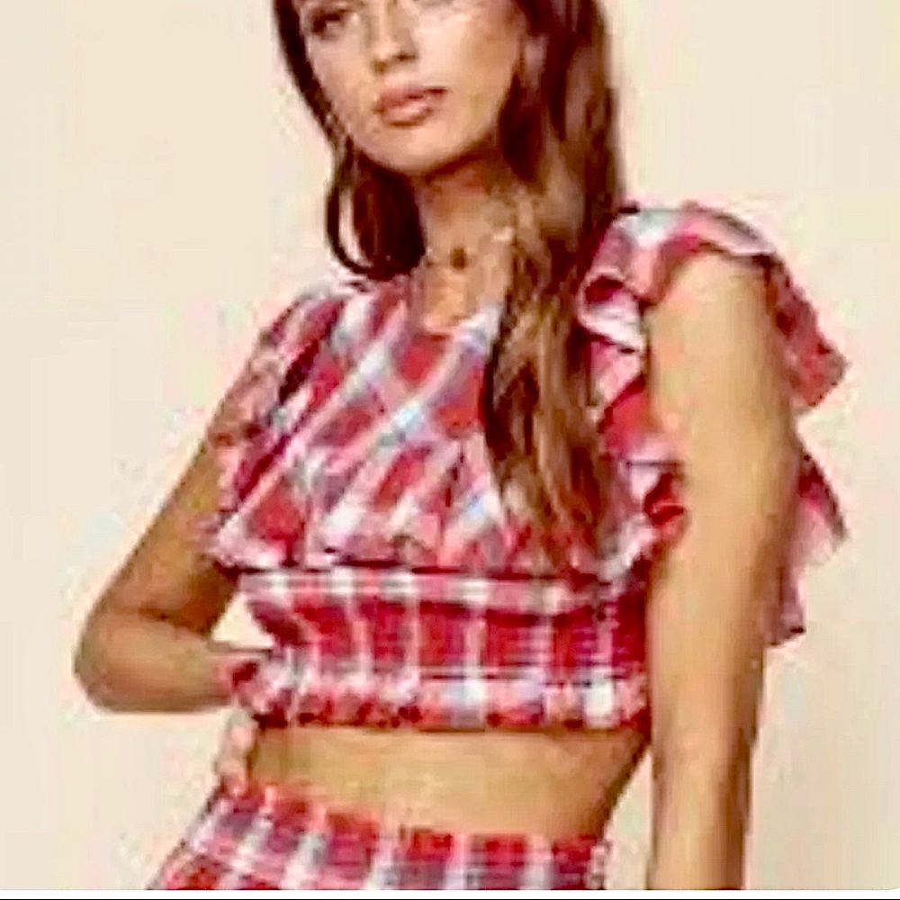 Blue Life Plaid Crop NWT